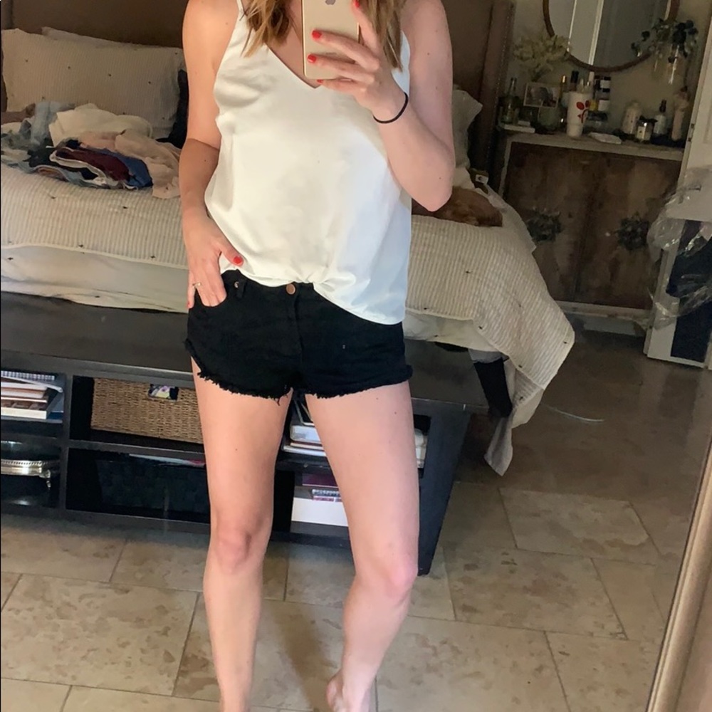 Cut off black jean shorts